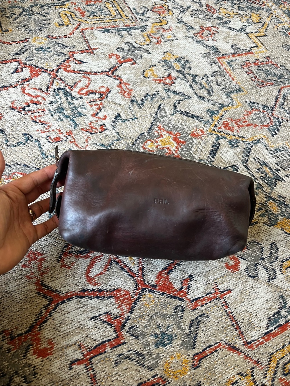 Leather Dopp Kit Travel Toiletry Bag - Brown